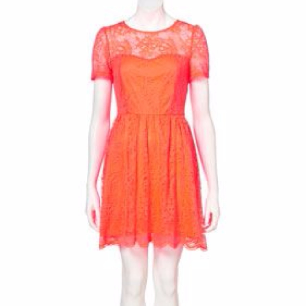 TOPSHOP orange neon flippy dress small 4 CELEBRITY